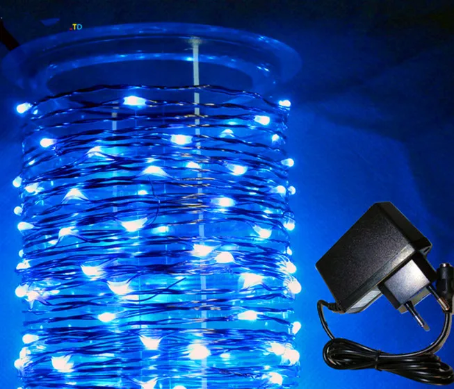 8 цветов 10 м 100 светодиодный s медный провод светодиодный свет, включает в себя адаптер питания(Великобритания, США, ЕС, AU Plug