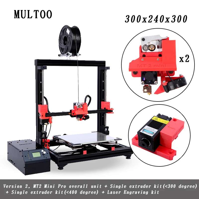 

MULTOO MT2 3D Printer 300*240*300 High Quality Precision High-precision High temperature Precise Low price 500X500X600 MINI