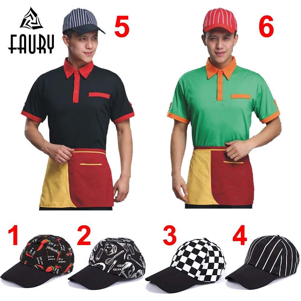 

Unisex Restaurant Kitchen Chef Cooking Work Caps Cafe Bakery Waiter BBQ Breathable Workwear Baseball Cap Hats
