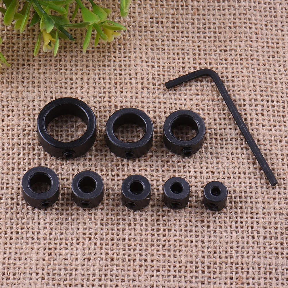 

8Pcs/Set Woodworking Drill Bit Depth Stop Collars Ring Positioner High Carbon Steel Drill Locator Top Quality