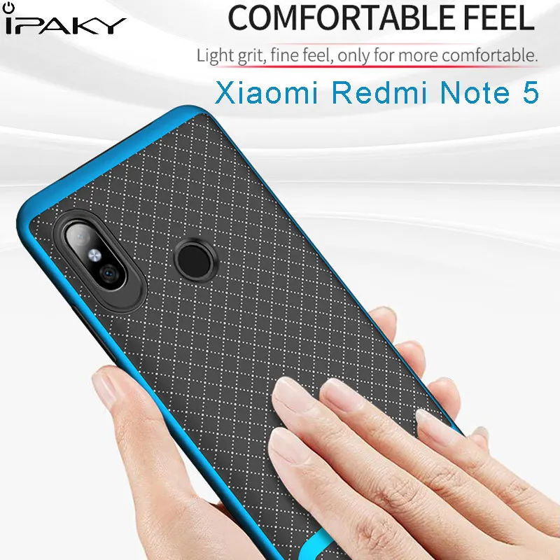 

IPaky For Xiaomi Redmi Note 5 Pro Case Cover PC Frame + Armor Soft Silicone Back Cover For Redmi Note 5 Phone Cases Shockproof