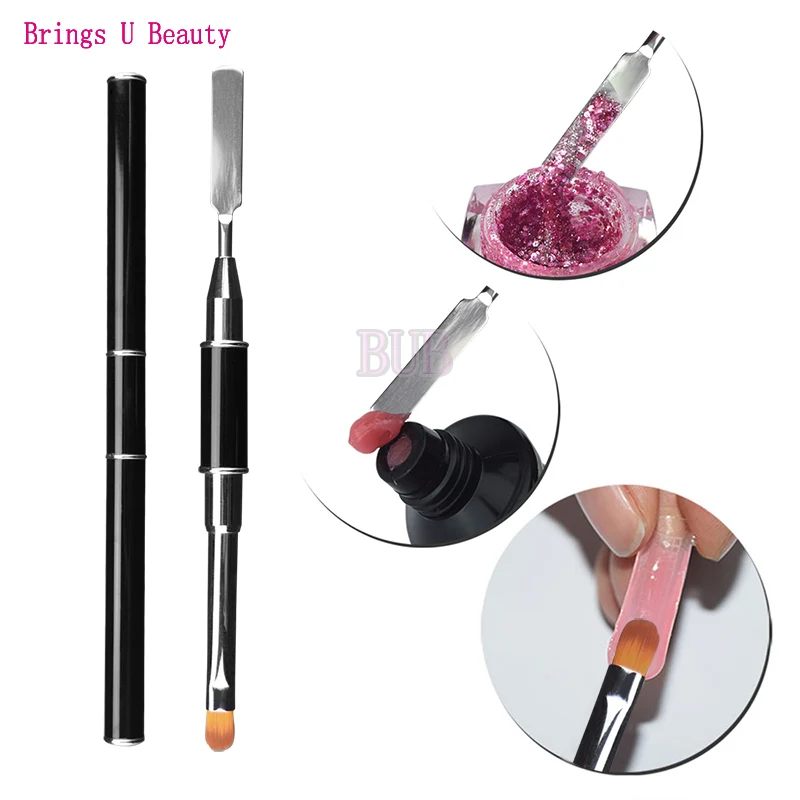 Dual Ended Poly Gel Brush UV Gel Nail Brushes Pen for Building UV Gel