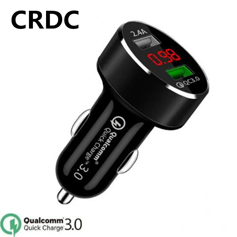 CRDC автомобильное зарядное устройство Quick Charge 3,0+ 3.1A USB быстрое зарядное устройство для телефона Алюминиевый светодиодный QC 3,0 Автомобильное зарядное устройство для Xiaomi iPhone X samsung и т. Д