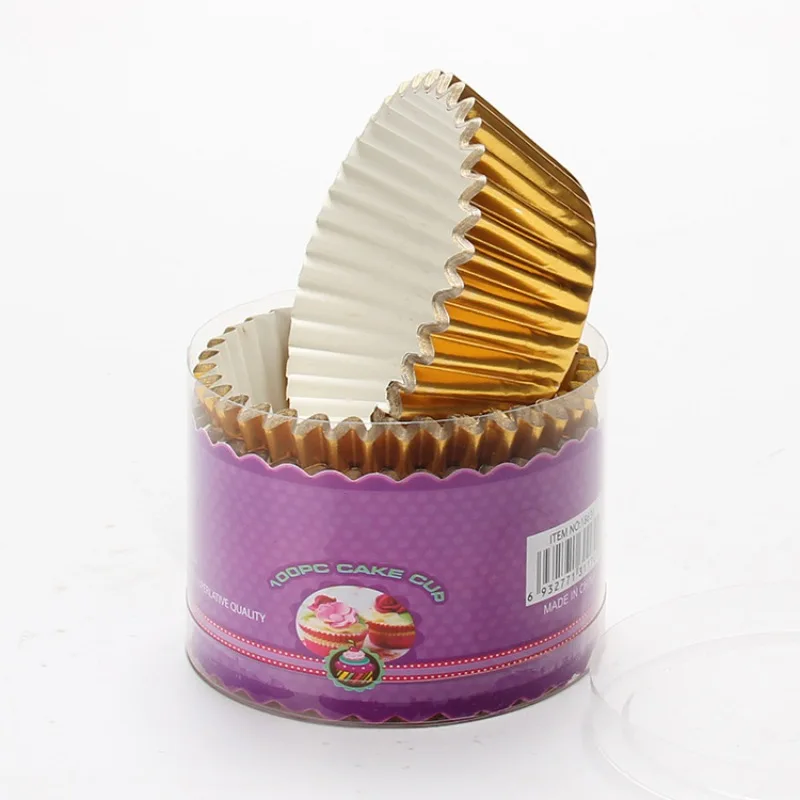 100 Pieces Aluminum Foil Metallic Mini Cupcake Liners Muffin Pans Cake