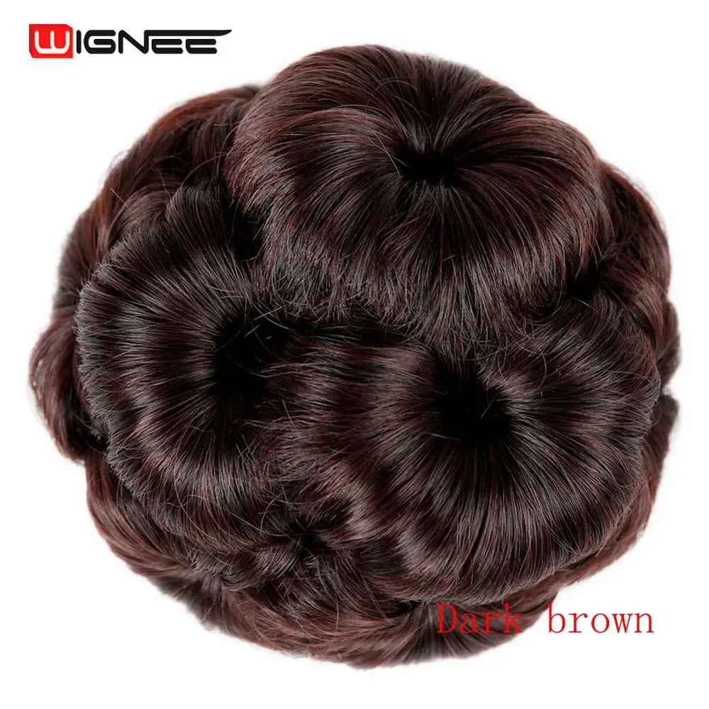Wignee высокотемпературные синтетические волокна кудрявые шиньон булочка шиньон эластичные поддельные классические средства наращивания волос для черных/белых женщин - Цвет: Dark Brown