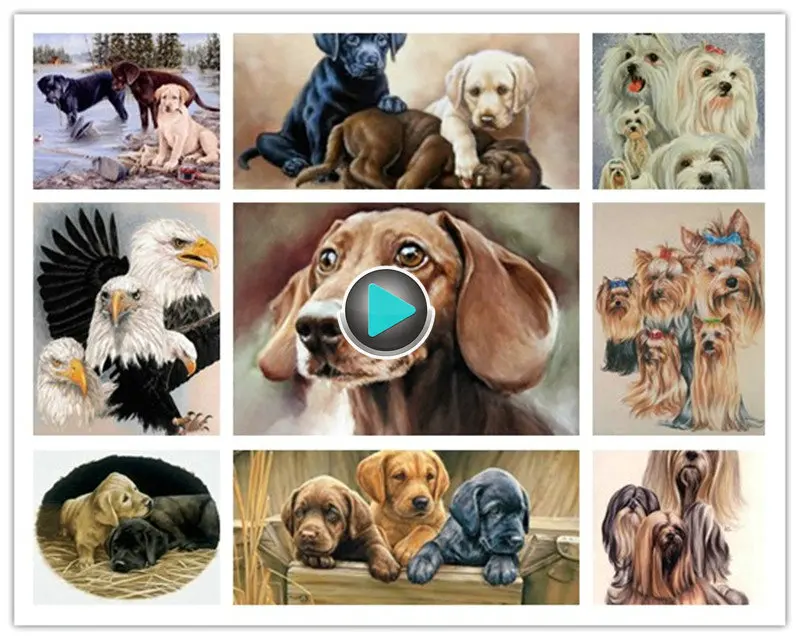 Yeni 3d Elmas Islemeli Kedi Kopek Kartal 5d Diy Elmas Boyama