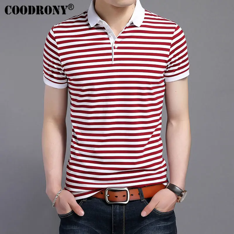 Мужская футболка в полоску с отложным воротником и коротким рукавом|t shirt men|cotton t