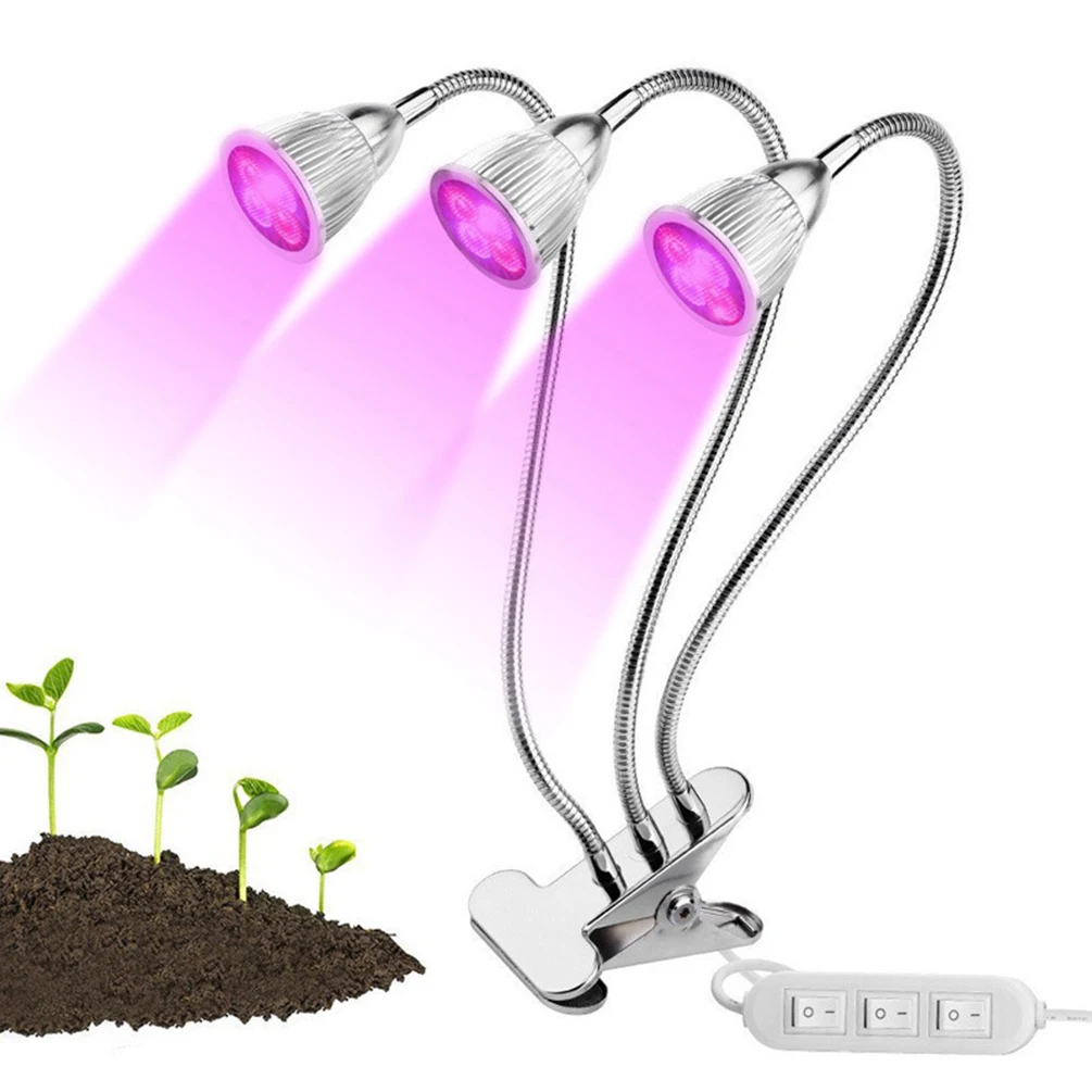 

LEDGLE 15W LED Grow Lights 3 Heads Plant Lamp Efficient LED Lamp Clip-on Plant Grow Lights with 3 Separate Switches, Flexible
