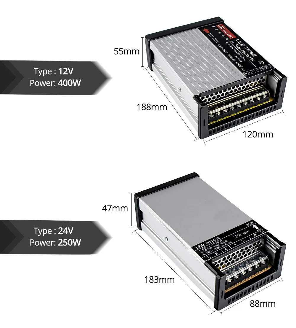 60W-400W DC5V 12V 24V LED Trafo Netzteil Treiber Driver Transformator Strip IP65