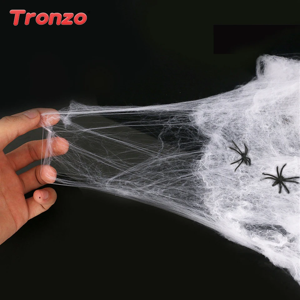

Tronzo Halloween Scary Party Scene Props White Stretchy Cobweb Spider Web Horror Halloween Decorations For Bar Haunted House