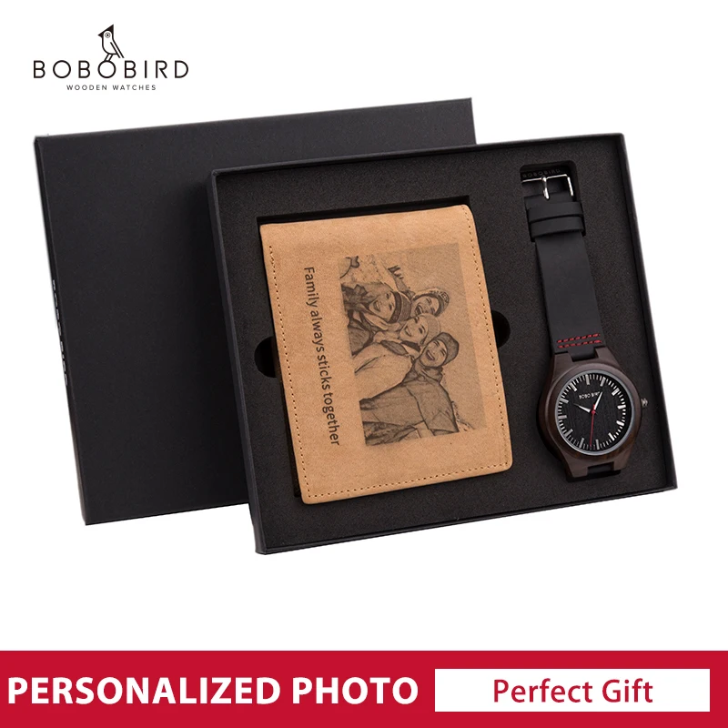 

Personalized Leather Wood Watch and Wallet Combo Set Gifts for Him Anniversary Valentines Day Fathers Day Gift