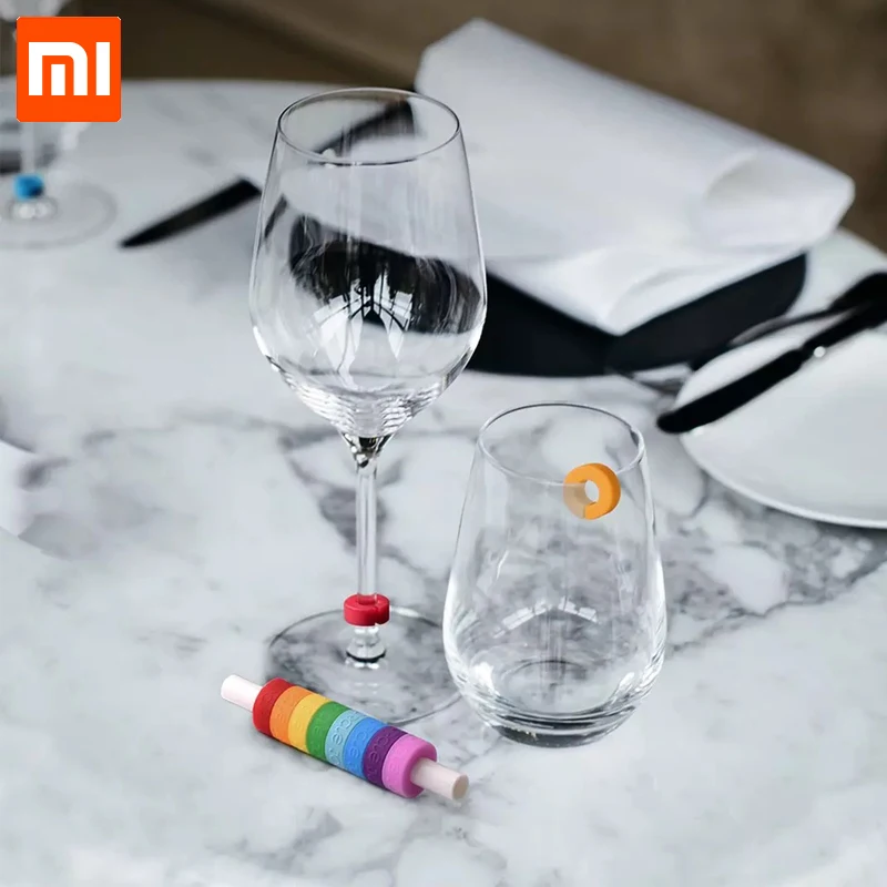 8 Pcs Xiaomi Circle Joy Wine Glass Identification Ring Markers Red Food Contact Level Wide range of cups | Электроника