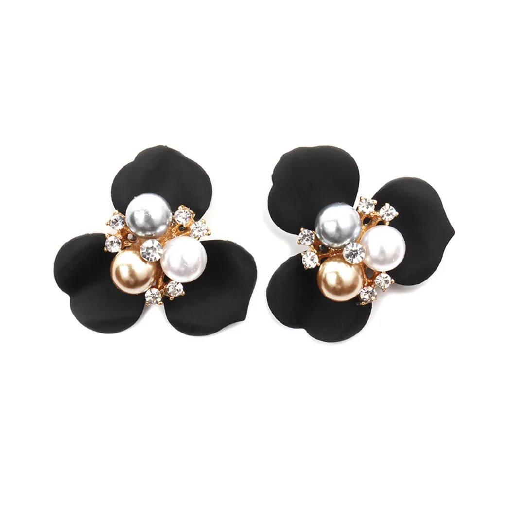 Vintage Charms Resin Flower Pearl Crystal Wedding Earrings For Women Bridal Bohemian Outdoor Wedding Jewelry Accessories Decor