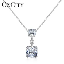 CZCITY, высокое качество, VVS, Прозрачный квадратный топаз, ожерелье для женщин, 925 пробы серебро, очаровательное свадебное ожерелье, хорошее ювелирное изделие
