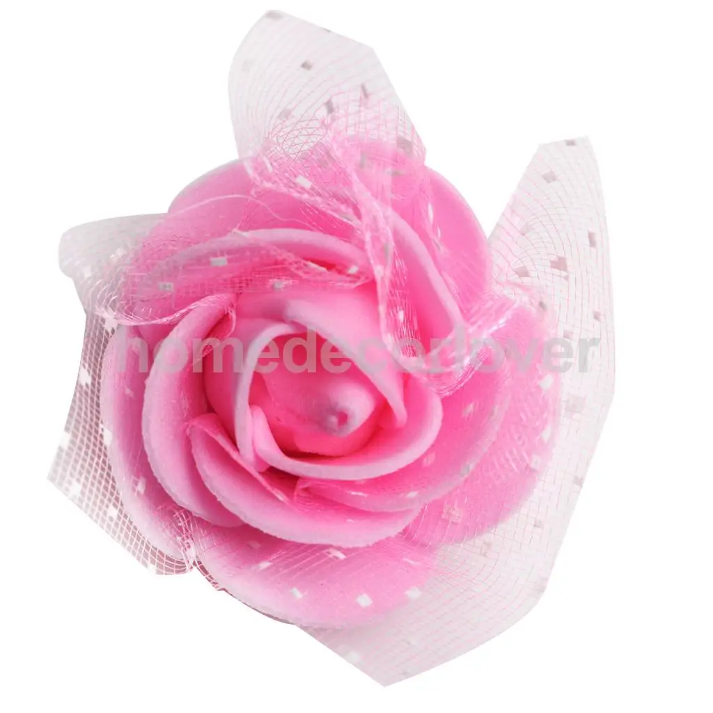 50 Pieces Many Color Mini Artificial Foam Mesh Rose Flower Heads Embellishment for Wedding Crafts 4cm
