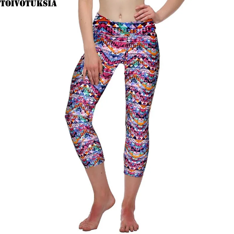 

TOIVOTUKSIA Brushed Milk Silk Soft Women Leggins Printed Fashion High Waist Elastic Cropped Capri Velvet Leggings