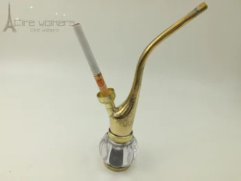 

New 1pcs Narguile Water Smoking Pipe cigarette Holder brass cigarette filter Mini Hookah With Retail Pack 2009H
