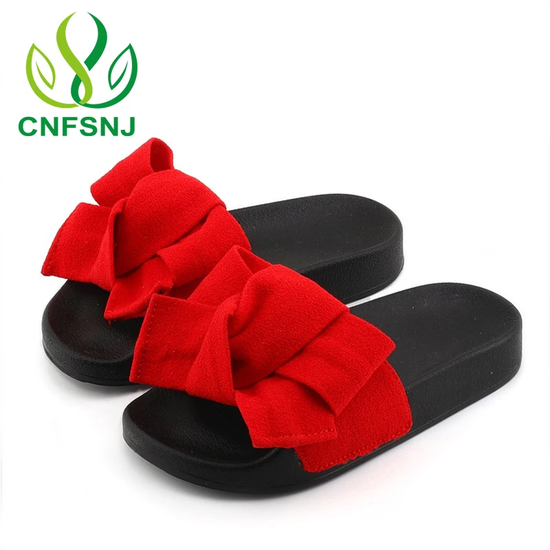 CNFSNJ/Новинка года; детские шлепанцы; сандалии для девочек; детская пляжная обувь с цветочным принтом и бантом для девочек; детская обувь; размеры 21-36
