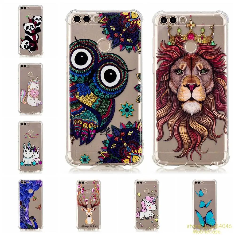 

Soft Silicone TPU Anti-drop phone Case for Huawei P SMART Protective Cover varnish relief Printed TPU cases fundas coque caso