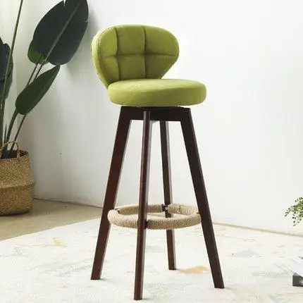 Европейский бамбуковый твердый деревянный Elm барный стул ретро цвет каннабис вращающийся барный стул передний Стул высокий стул - Цвет: style 18