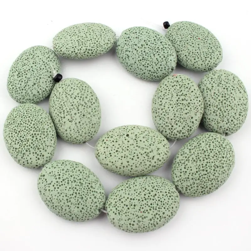 24x30 мм Гладкие Овальные Бусины Из лавового камня, бусины из натурального камня для самостоятельного изготовления ожерелья, браслетов, сережек, ювелирных изделий 14," - Цвет: Green