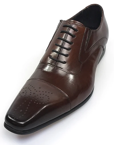 GRIMENTIN/Мужские модельные туфли из натуральной кожи; черные итальянские модные деловые туфли-оксфорды; - Цвет: brown