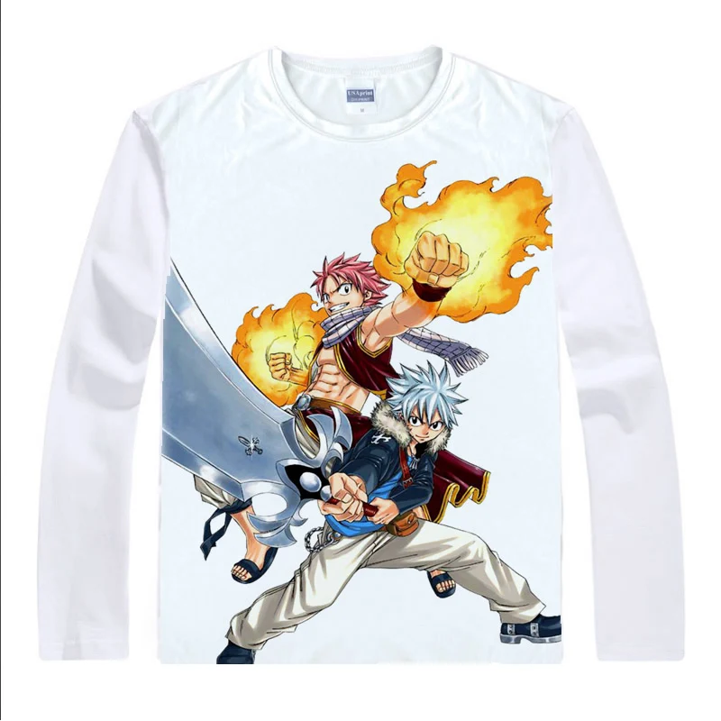 Аниме рубашка Coolprint футболки с хвостом феи мульти стиль длинным рукавом Natsu Dragneel