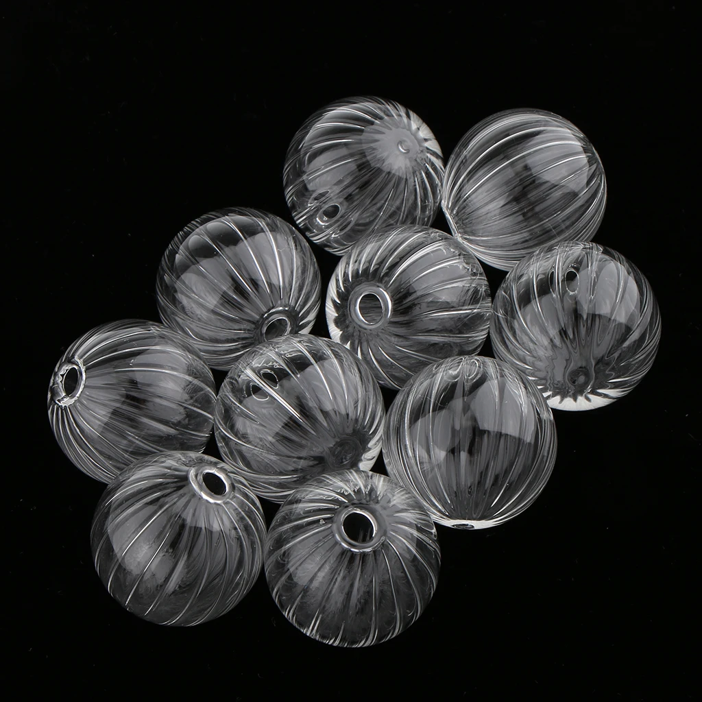 10 Pieces Clear Pumpkin Glass Globe Ball Bottle Wishing Charm Pendant DIY Jewelry Making 