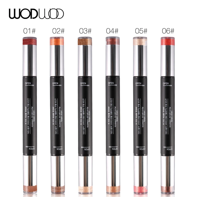 

WODWOD Double-Ended Eyeshadow Pencil Stick 6 Colors Shimmer Matte Eye Shadow Pigments Waterproof Makeup Nude Natural Cosmetics