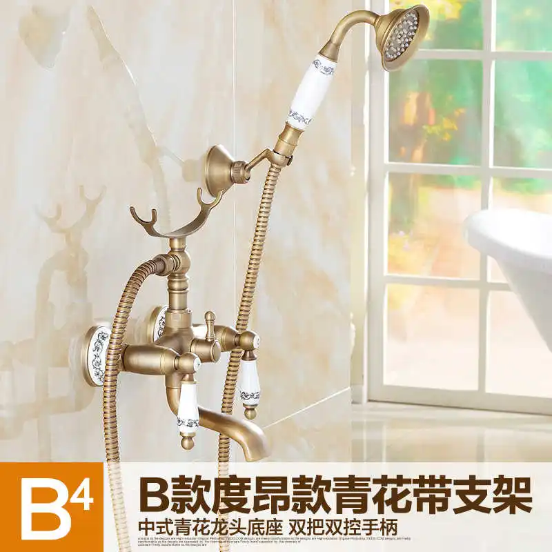 Смеситель для ванны, античный смеситель для ванной комнаты, керамический стильный ручной кран для ванной, настенные смесители для душа HA-001 - Цвет: Бургундия
