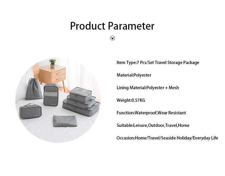 7 шт./компл. дорожные принадлежности Упаковка Организаторы унисекс большой Ёмкость Чемодан Костюмы сумка Нижнее белье Водонепроницаемый