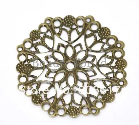 Best Quality 30 Pcs Bronze Tone Filigree Flower Wraps Connector Embellishments Jewelry Findings