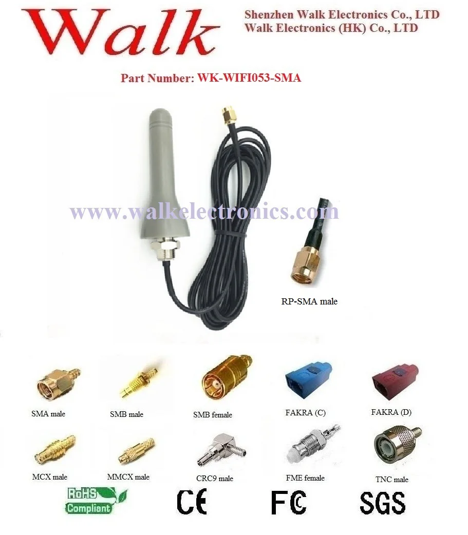 

small size waterproof outdoor use wifi rubber antenna screw mount wifi antenna roof mount 2.4GHz antenna