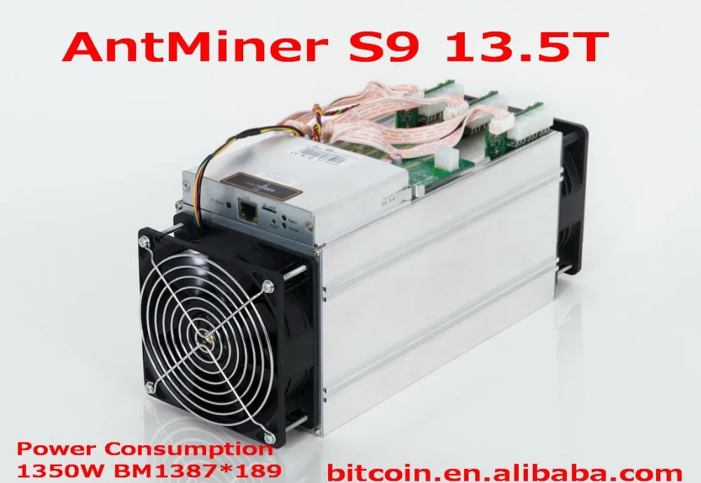 Antminer S9 13.5TH/s 13500GH/S bitmain ASIC шахтер bitcon 16nm btc мощность потребление 1350 Вт SHA256 BM1387 чип |