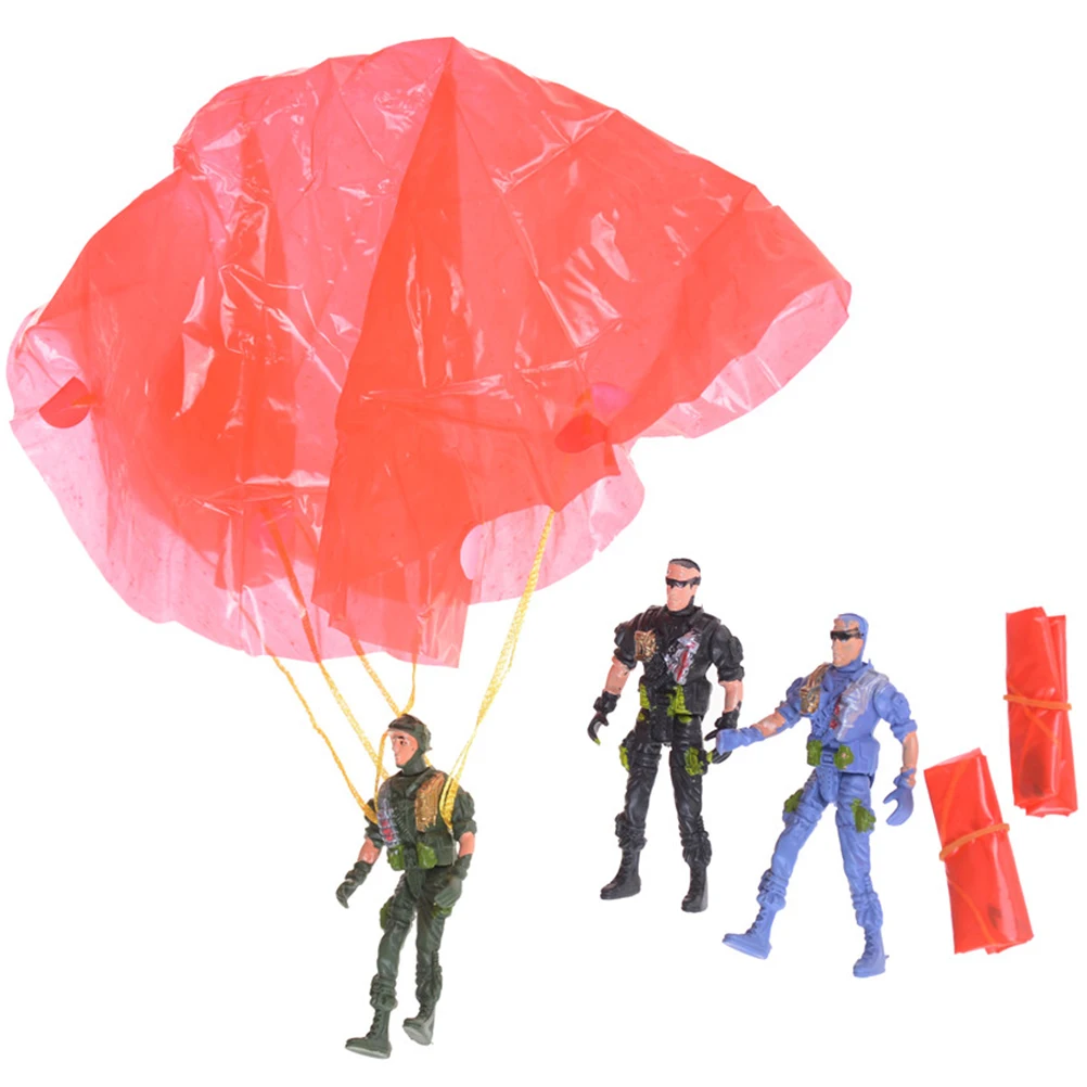 1pc 9cm Paratroopers Parachute Soldiers Miniatures Military Figures Model Toy WR