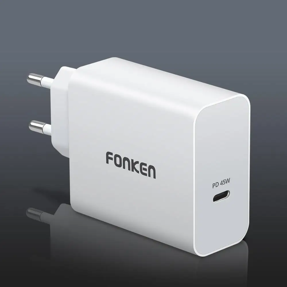 FONKEN type C 45 Вт PD USB зарядное устройство для ноутбука быстрая зарядка настенный адаптер 15 в 3 А type-C Fold US Plug портативное зарядное устройство для мобильного телефона - Тип штекера: EU Plug Charger