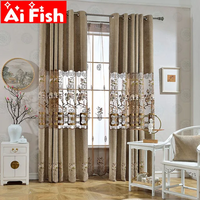 Best Offers Modern Classic Retro Chinese Style Hollow Semi-shade Curtains For Living Room Coffee Embroidered Elegant Tulle Drapes DF035-30 Best Offers Modern Classic Retro Chinese Style Hollow Semi-shade Curtains For Living Room Coffee Embroidered Elegant Tulle Drapes DF035-30