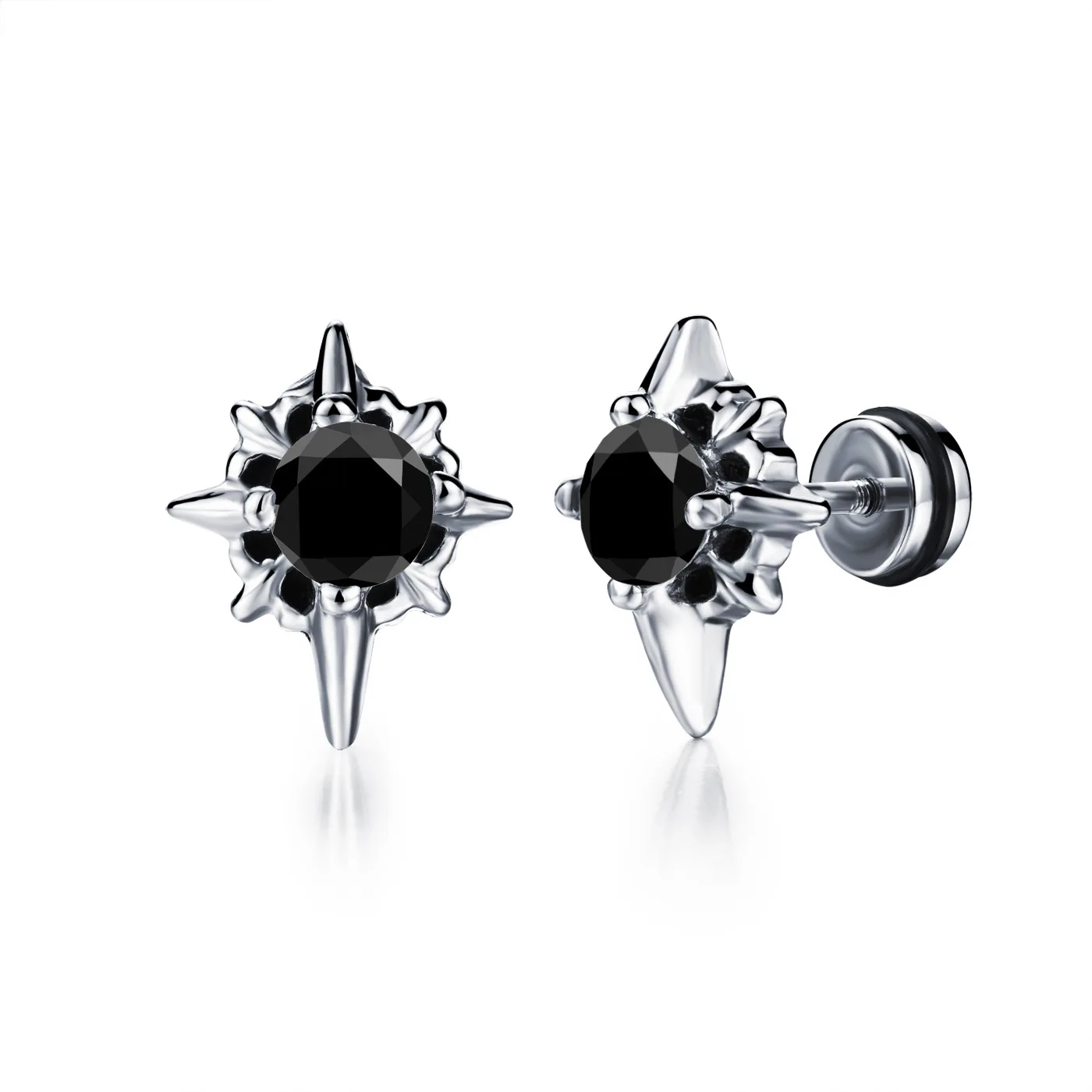 

Stainless Steel Cross Design Man's Stud Earring Fashion 316L Steel Punk Style Cubic Zirconia Men's Vintage Jewelry