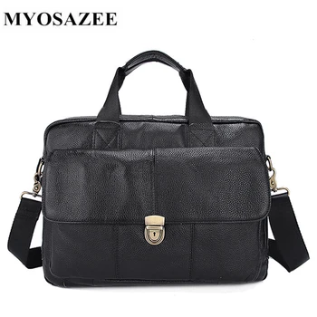 MYOSAZEE Men Bag Men's Handbag Shoulder Bag Soft Cow Leather Genuine Leather Briefcase 2018 genuine cow leather men