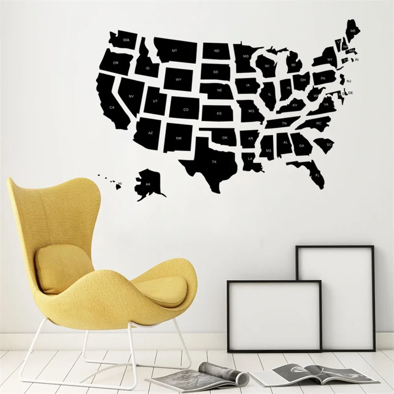 GB408 USA American Map Pattern wall art bedroom decorative stickers diy home decals mural poster vinyl paper | Дом и сад