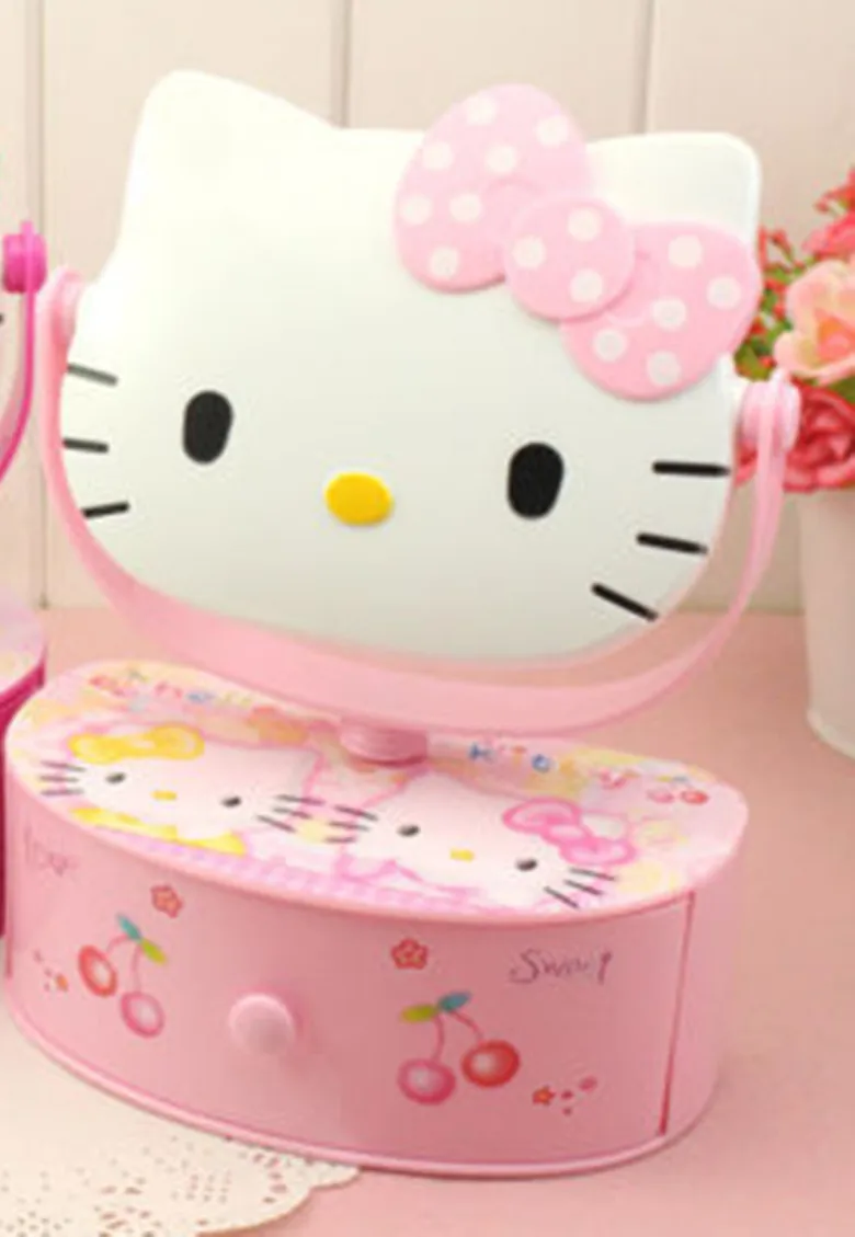 Новая музыкальная шкатулка HelloKitty зеркало для макияжа шкатулка yey-E1035 - Цвет: Pink