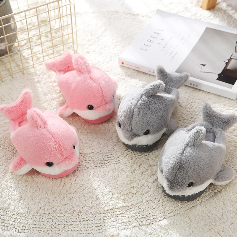 

2019 Winter 1 to 6 Years Old Kids Slippers Boy and Girl Household Cotton Shoes Good Quality Warm cartoon Dolphin Children Shoes