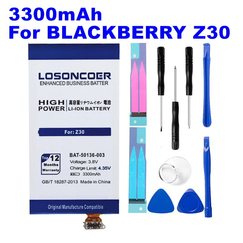 

LOSONCOER 3300mAh BAT-50136-003 Battery For BlackBerry Z30 Battery +Gift tools
