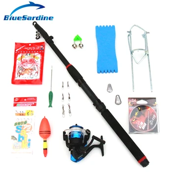 

BlueSardine Telescopic Fishing Rod Combo 13 Accessories Spinning Rod Line Reel Hooks Fishing Rod Holder 2.1M 2.7M 3M