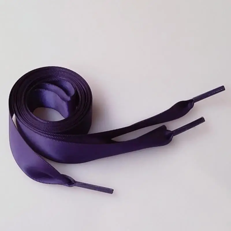 80 см плоский атласный ленточный многоцветный шнурки для обуви кроссовки спортивная обувь 2 см шириной 16 цветов - Цвет: dark purple