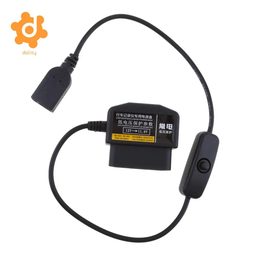dolity 12V/36V to 5V/2A Car Power Inverter USB Female OBD Step Down Cable DVR GPS