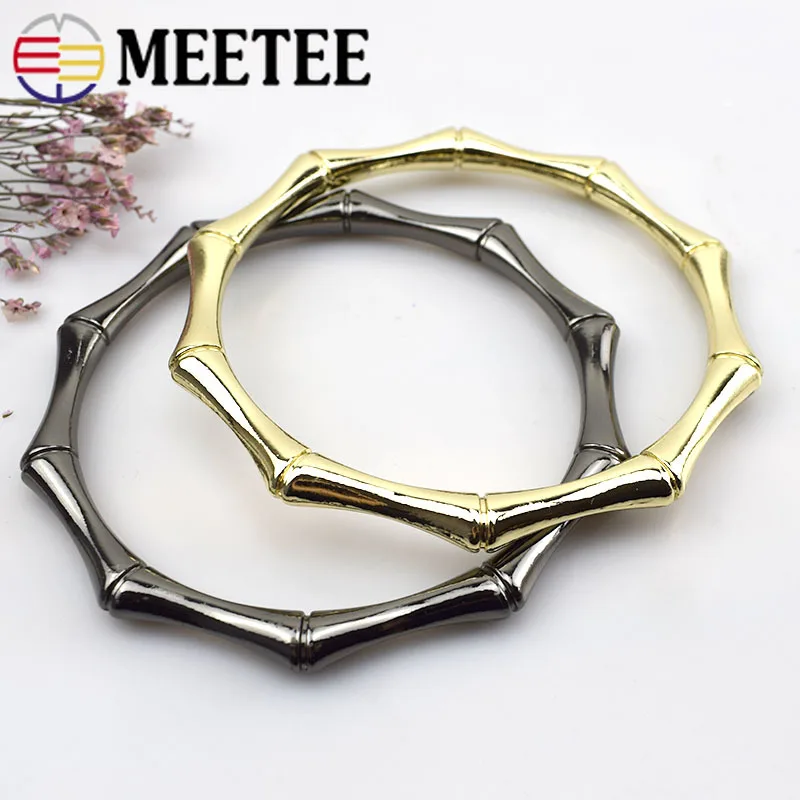 

2Pcs Round Bamboo Metal Bag Handles For Women Fashion Bag Strap Chain Snap Hooks Hardware Accessories DIY Leather Craft F1-67
