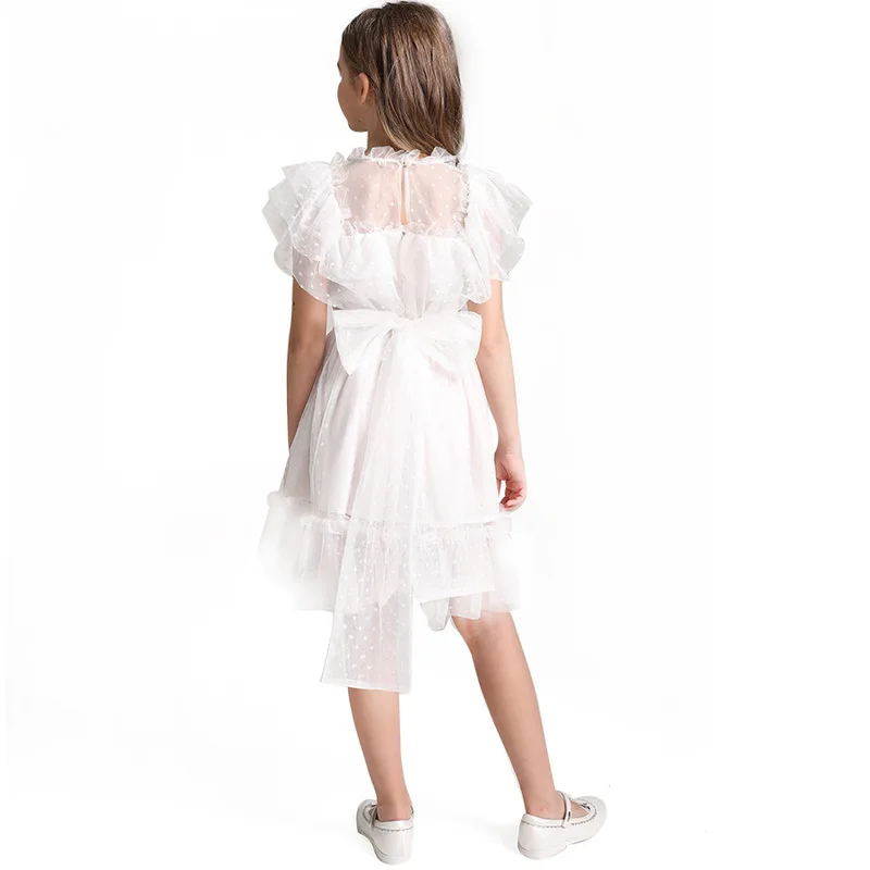 Princess Party Baby Dress White Gown Bow Tulle size 4 5 6 7 8 year Wedding Birthday for Teen Girls | Детская одежда и обувь