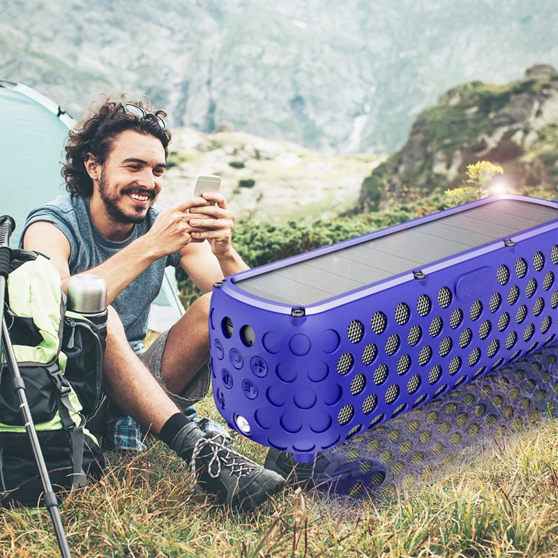Портативный IPX5 Водонепроницаемый Солнечный Bluetooth динамик со светодиодной