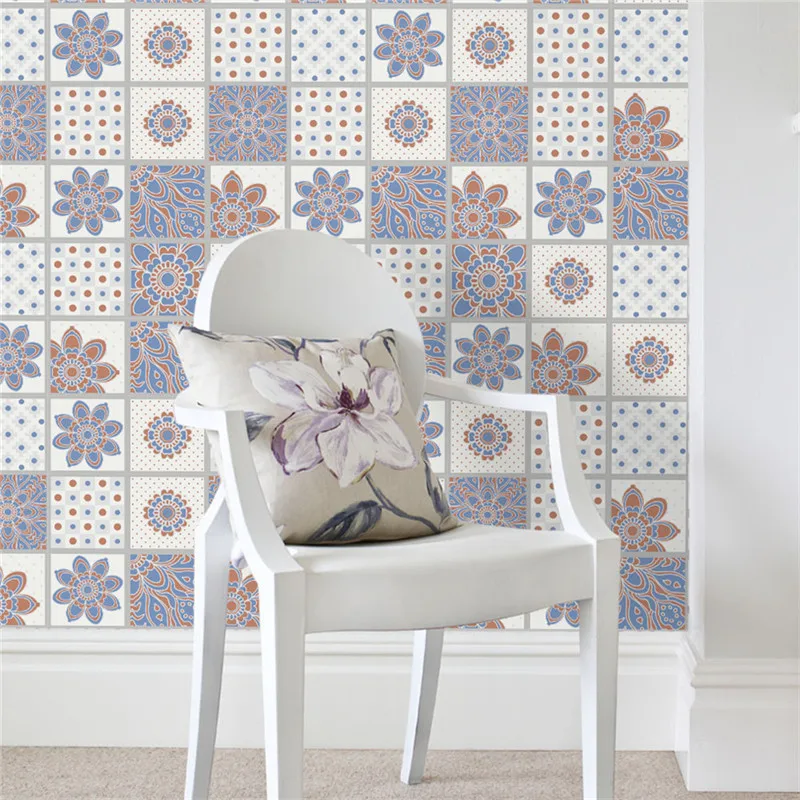 0.2x5m Waterproof Mandala Wall Tiles Stickers Waist Line Kitchen Wall Sticker PVC Adhesive Bathroom Toilet Floor Wallpaper